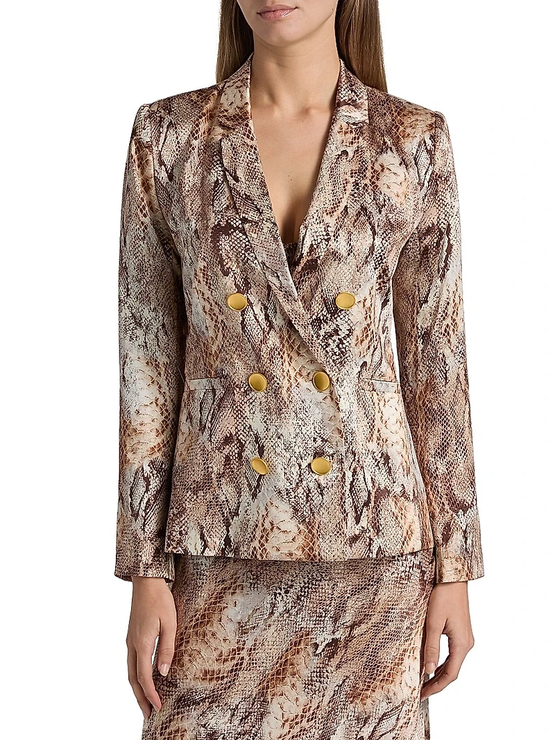 Colin Snake Silk Double-Breasted Blazer
