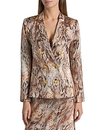 Colin Snake Silk Double-Breasted Blazer