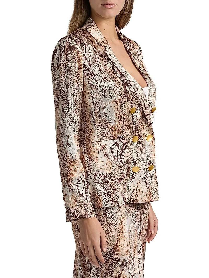 Colin Snake Silk Double-Breasted Blazer