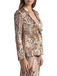 Colin Snake Silk Double-Breasted Blazer