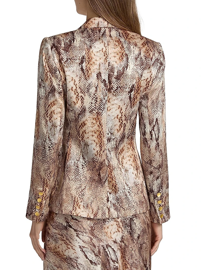 Colin Snake Silk Double-Breasted Blazer