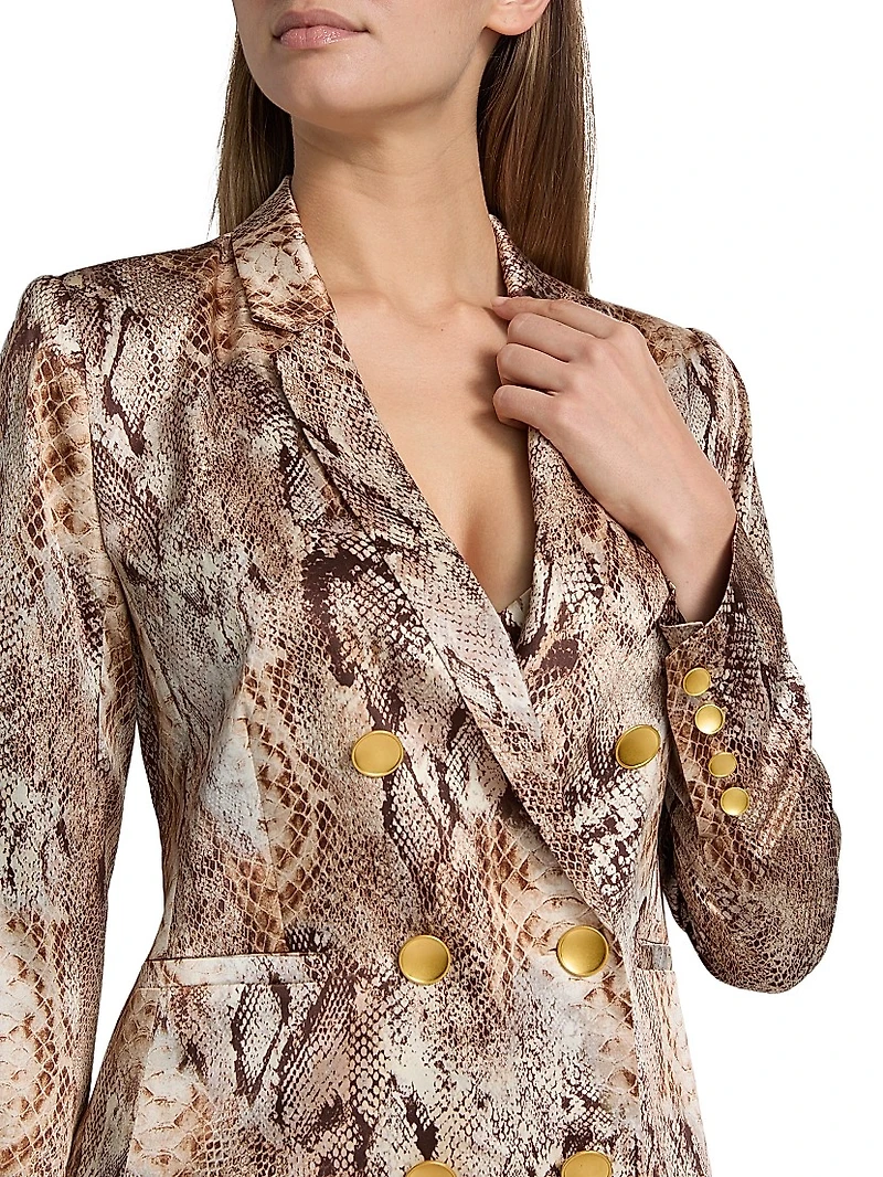 Colin Snake Silk Double-Breasted Blazer