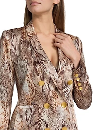 Colin Snake Silk Double-Breasted Blazer