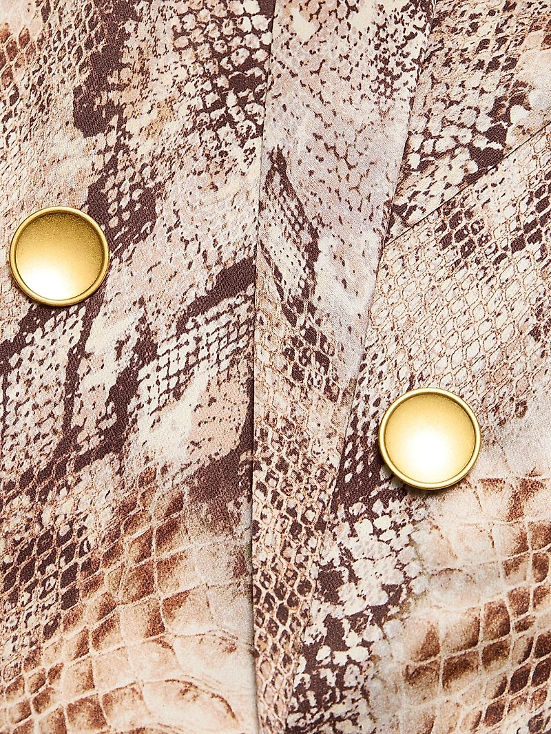 Colin Snake Silk Double-Breasted Blazer