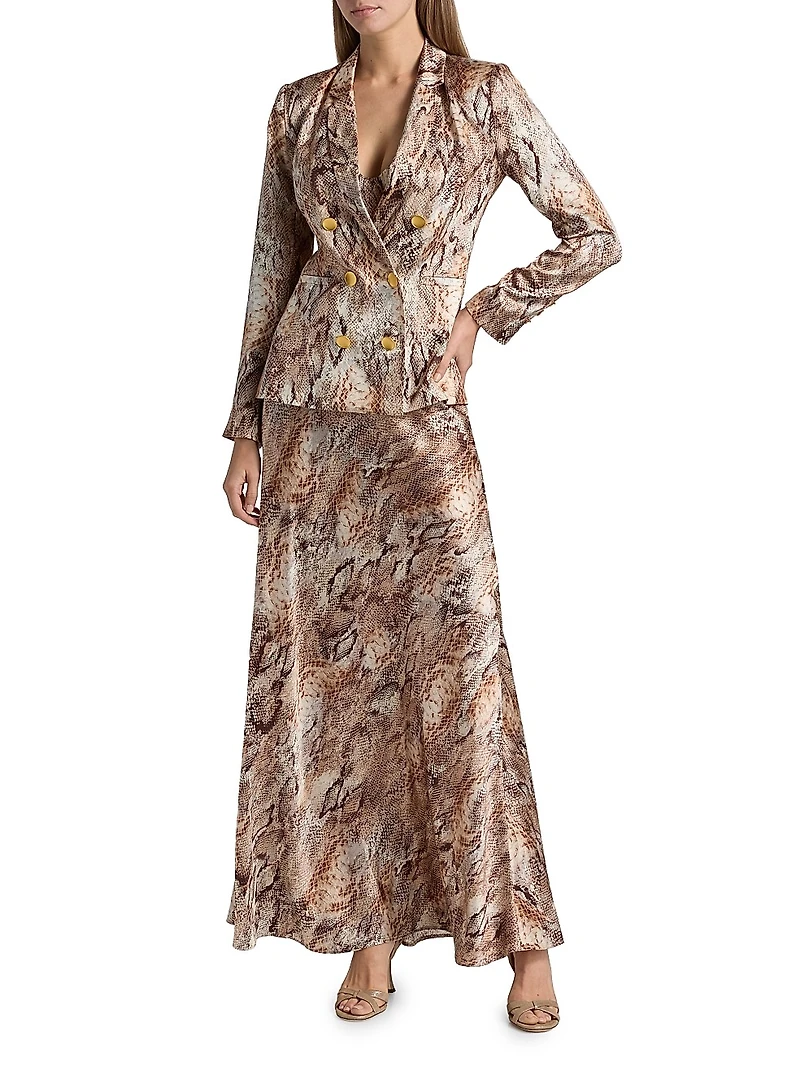 Colin Snake Silk Double-Breasted Blazer