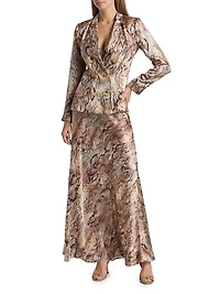 Colin Snake Silk Double-Breasted Blazer
