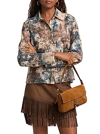 Maia Printed Lace Button-Front Blouse