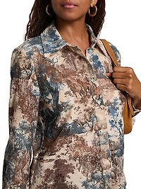 Maia Printed Lace Button-Front Blouse