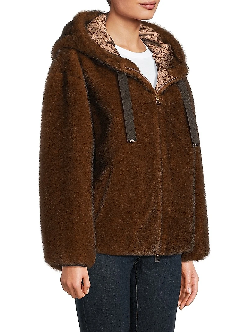 Melange Faux-Fur Blouson Jacket