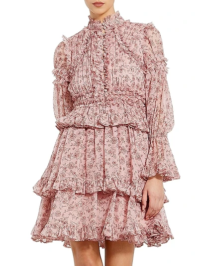Ieena 2 Ruffled Floral Chiffon Minidress