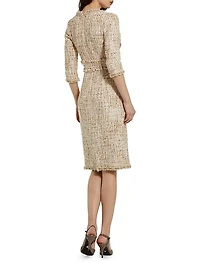 Beaded-Trim Tweed Midi-Dress