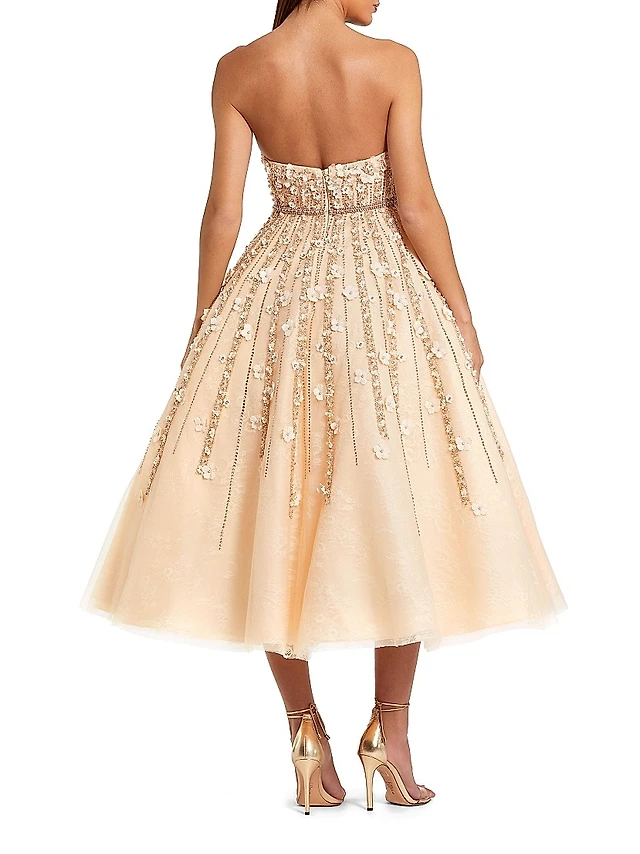 Nordstrom Tadashi Shoji Lace & Mesh Midi Cocktail Dress at Nordstrom, | The  Summit