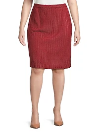 Plus Textured Stitch Knit Knee-Length Skirt