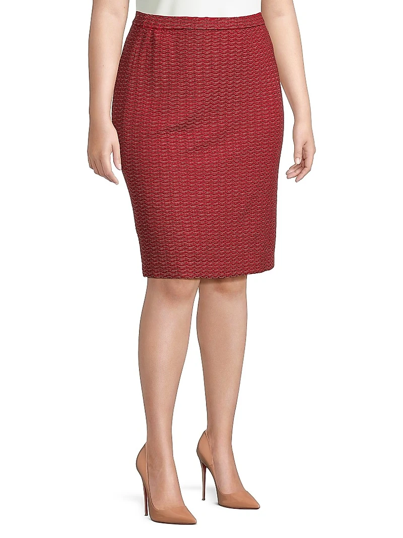 Plus Textured Stitch Knit Knee-Length Skirt