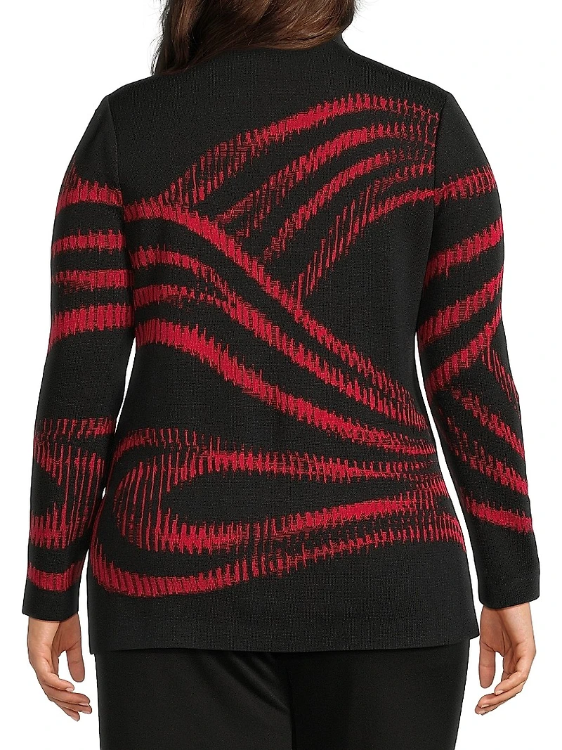 Plus Abstract Jacquard Knit Top