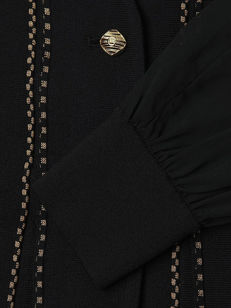 Plus Metallic Knit Button-Front Cardigan