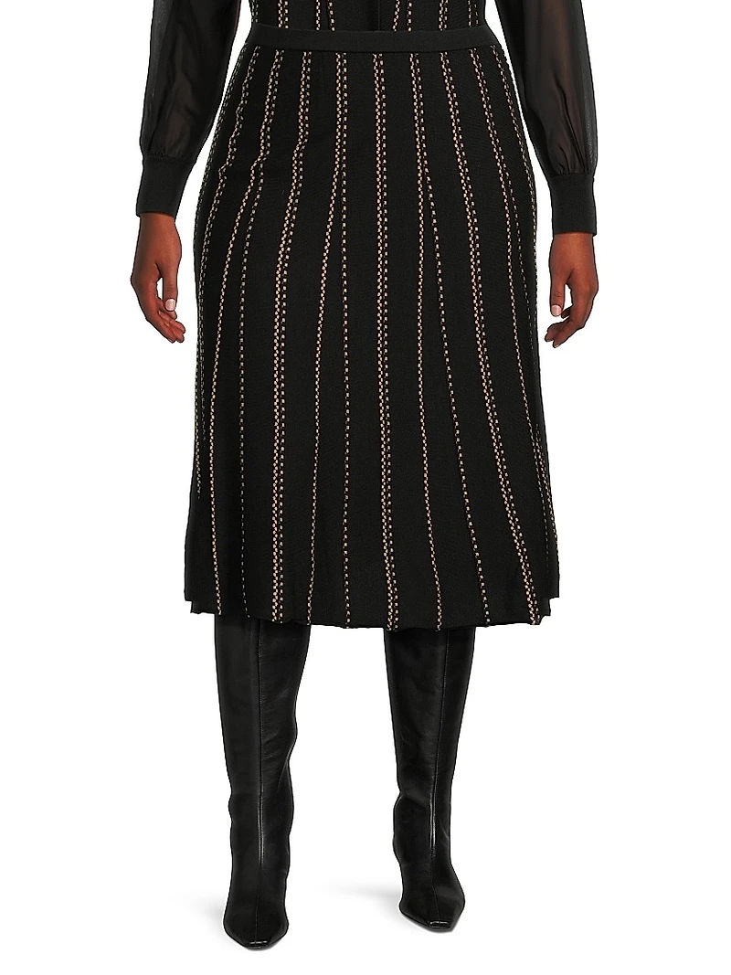 Plus Linear Metallic Midi-Skirt