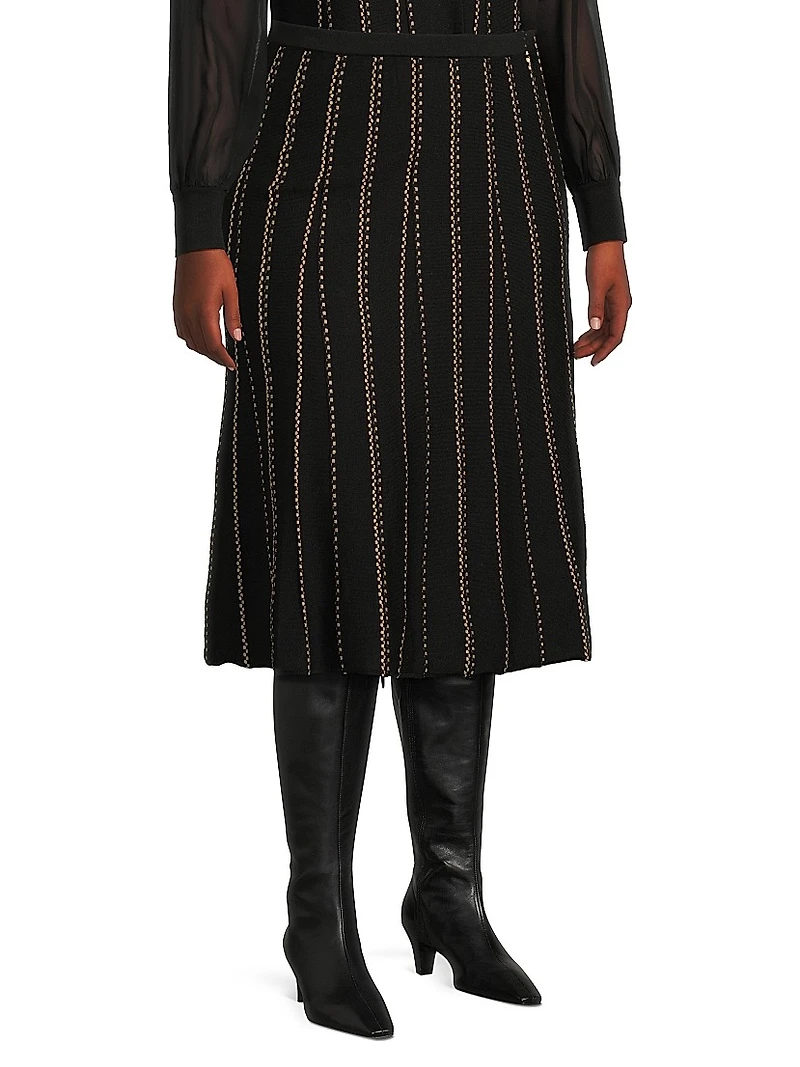 Plus Linear Metallic Midi-Skirt