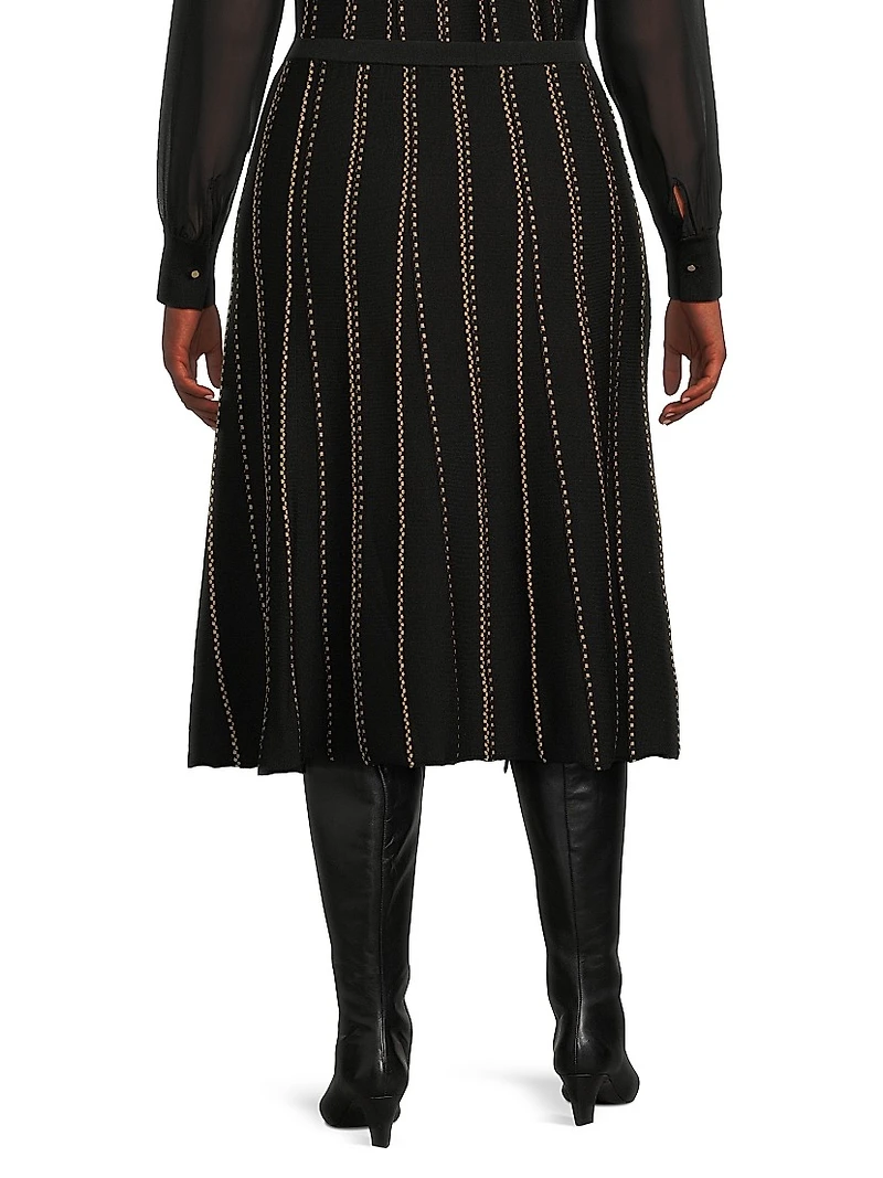Plus Linear Metallic Midi-Skirt