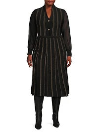 Plus Linear Metallic Midi-Skirt