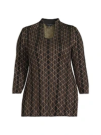 Plus Art Deco Geometric Knit Top