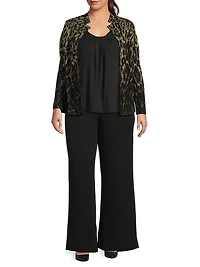 Plus Metallic Leopard Jacquard Knit Jacket