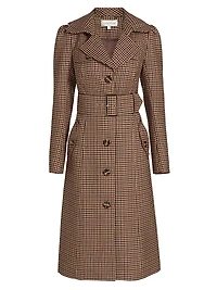 Charlie Houndstooth Wool Trench Coat