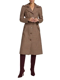 Charlie Houndstooth Wool Trench Coat