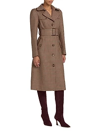 Charlie Houndstooth Wool Trench Coat