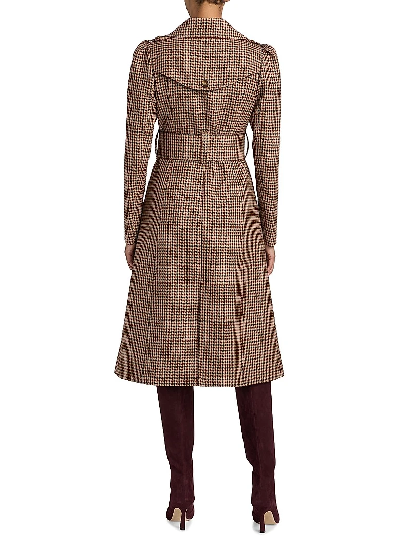 Charlie Houndstooth Wool Trench Coat