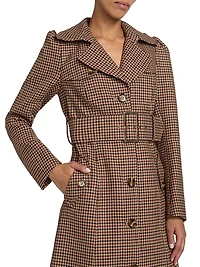 Charlie Houndstooth Wool Trench Coat