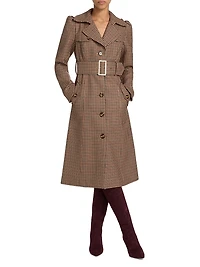 Charlie Houndstooth Wool Trench Coat