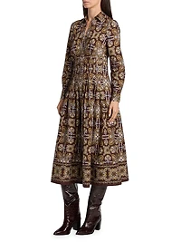 Cameron Tile-Print Cotton Poplin Shirtdress