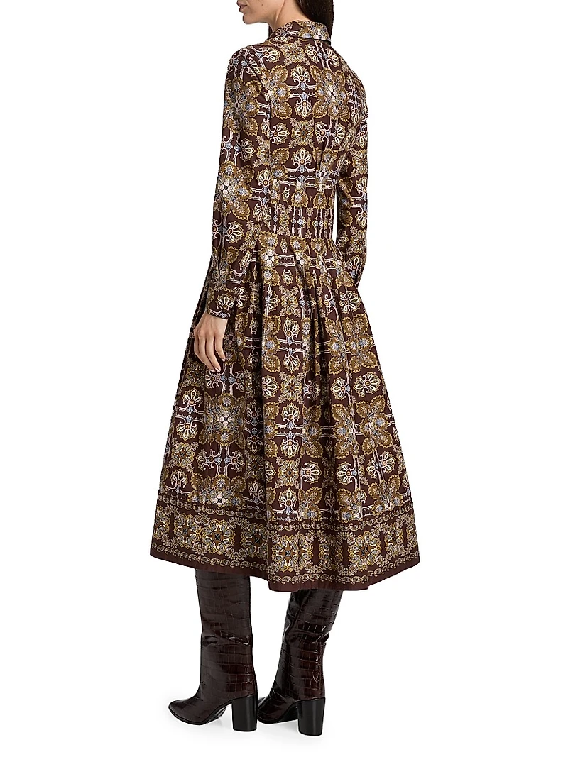 Cameron Tile-Print Cotton Poplin Shirtdress