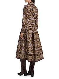 Cameron Tile-Print Cotton Poplin Shirtdress