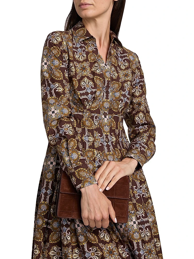 Cameron Tile-Print Cotton Poplin Shirtdress