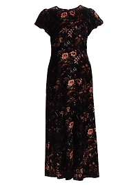 Connie Floral Crushed Velvet Midi-Dress