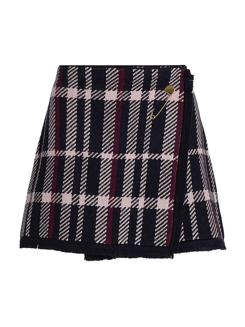 Jodi Plaid Merino Wool Wrap-Style Miniskirt