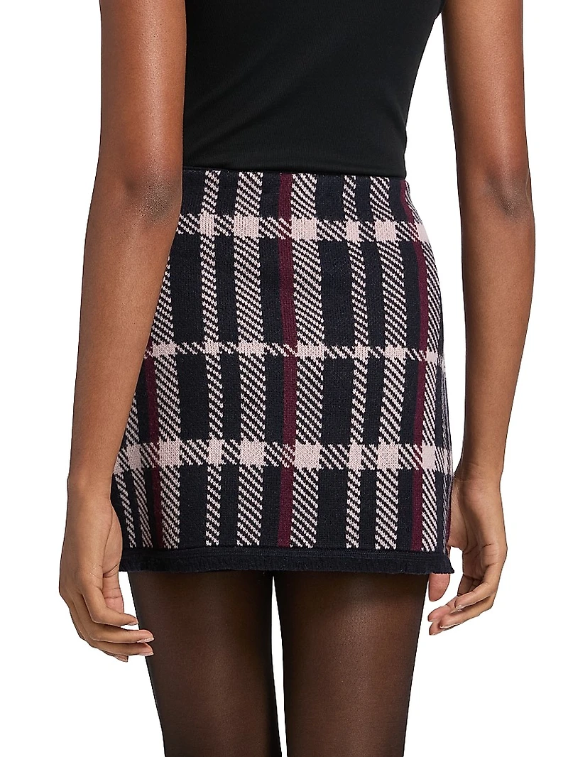 Jodi Plaid Merino Wool Wrap-Style Miniskirt