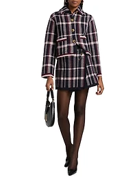 Jodi Plaid Merino Wool Wrap-Style Miniskirt