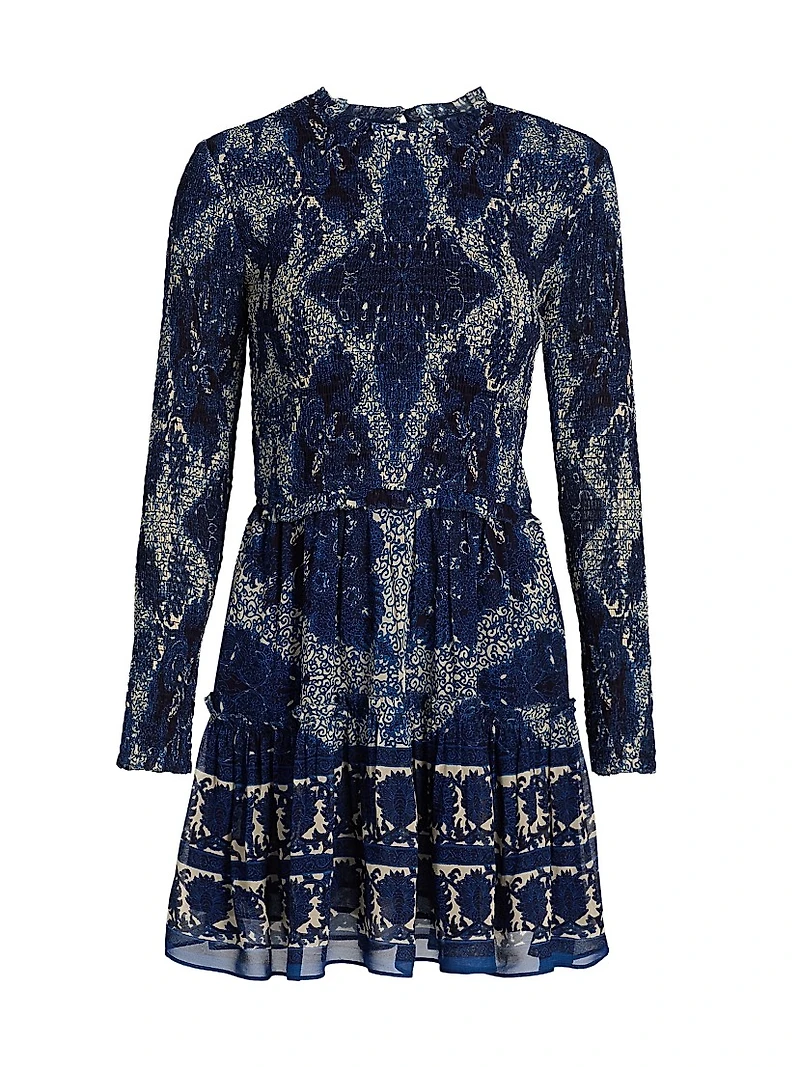 Viola Scrollwork Print Minidress