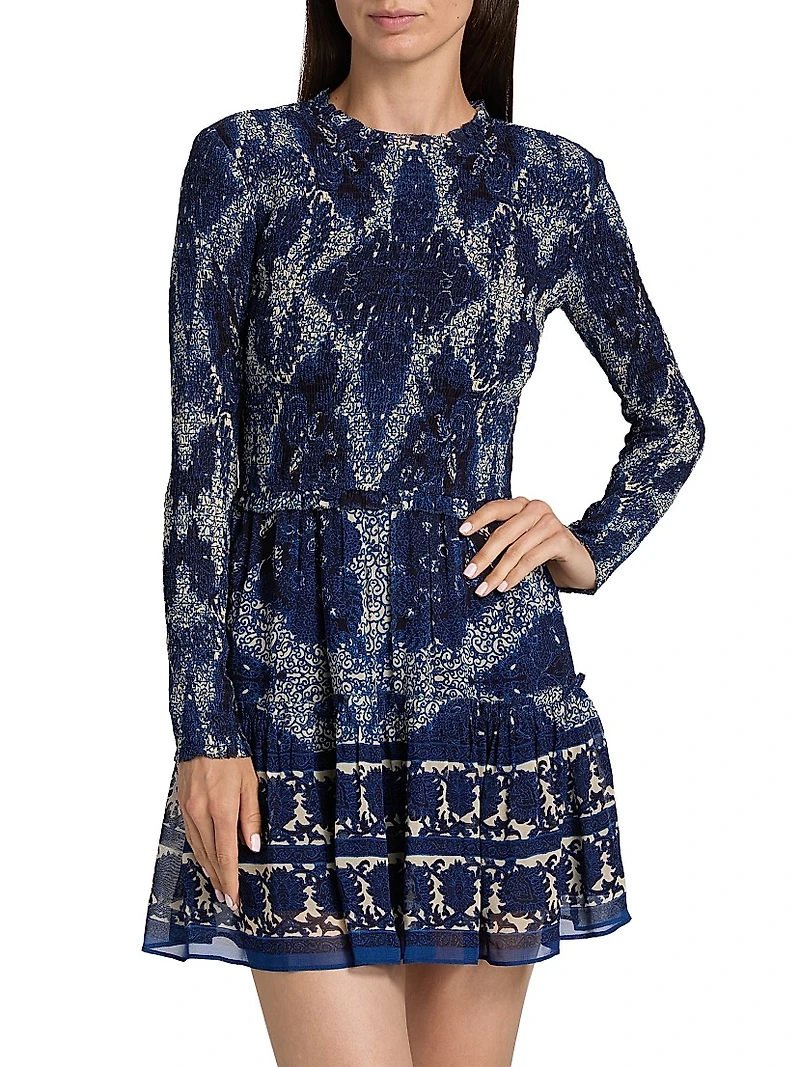 Viola Scrollwork Print Minidress
