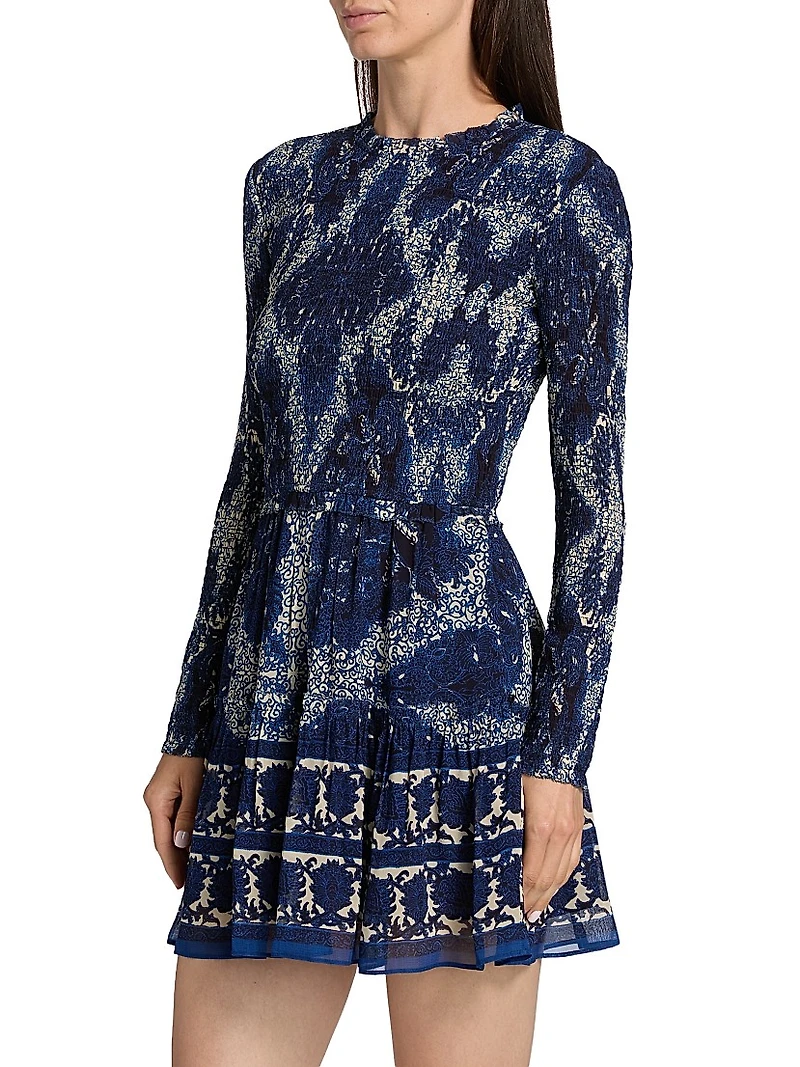 Viola Scrollwork Print Minidress
