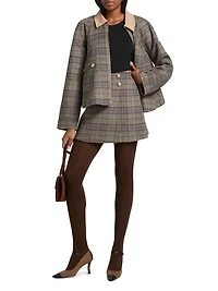 Kitty Plaid Wool-Blend Miniskirt