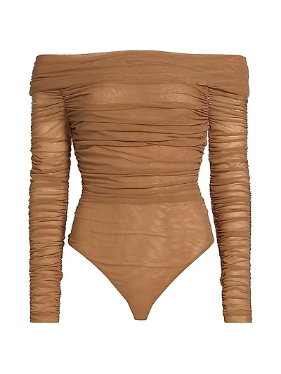 Poppie Gathered Off-The-Shoulder Bodysuit