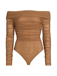 Poppie Gathered Off-The-Shoulder Bodysuit