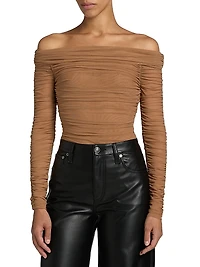 Poppie Gathered Off-The-Shoulder Bodysuit