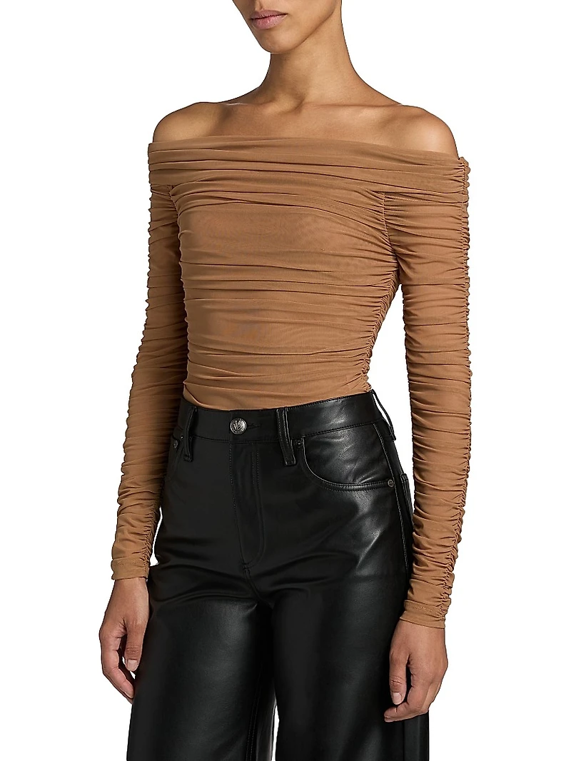 Poppie Gathered Off-The-Shoulder Bodysuit