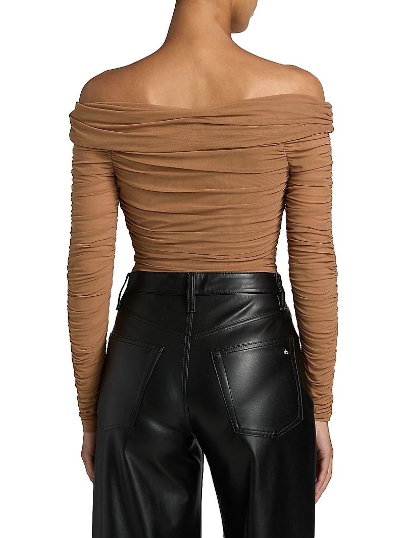 Poppie Gathered Off-The-Shoulder Bodysuit