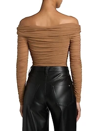 Poppie Gathered Off-The-Shoulder Bodysuit